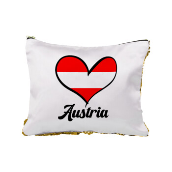 Austria flag, Τσαντάκι νεσεσέρ με πούλιες (Sequin) Χρυσό