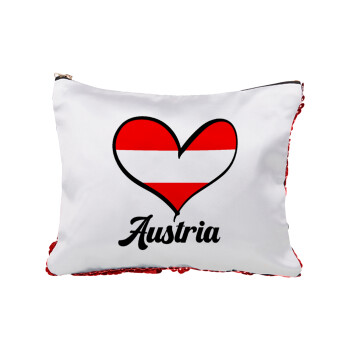 Austria flag, Τσαντάκι νεσεσέρ με πούλιες (Sequin) Κόκκινο