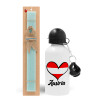 Easter Set, metallic aluminum water bottle (500ml) & scented flat candle (30cm) (TURQUOISE)