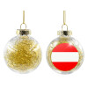Transparent Christmas tree ball ornament with gold filling 8cm