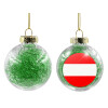 Transparent Christmas tree ball ornament with green filling 8cm