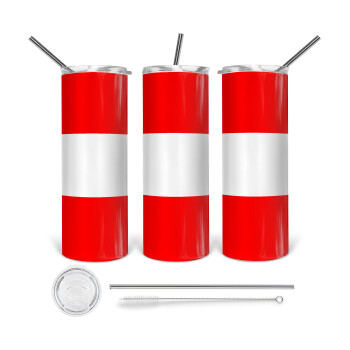 Austria flag, 360 Eco friendly stainless steel tumbler 600ml, with metal straw & cleaning brush