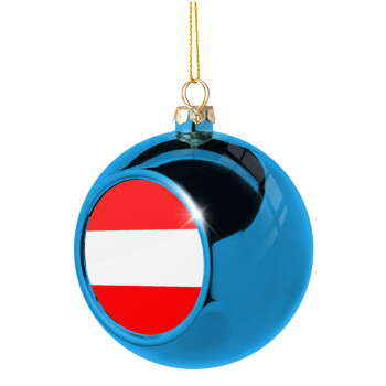 Austria flag, Χριστουγεννιάτικη μπάλα δένδρου Μπλε 8cm