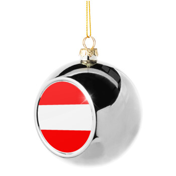 Austria flag, Χριστουγεννιάτικη μπάλα δένδρου Ασημένια 8cm