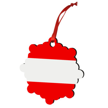 Austria flag, Χριστουγεννιάτικο στολίδι snowflake ξύλινο 7.5cm
