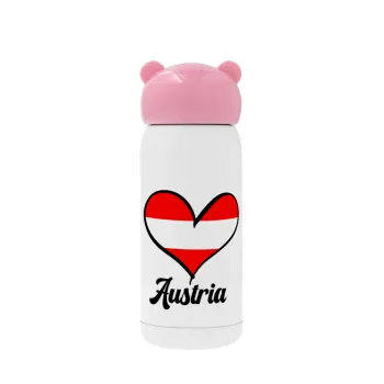 Austria flag, Pink stainless steel thermal flask, 320ml