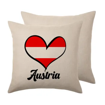 Austria flag, Μαξιλάρι καναπέ ΛΙΝΟ 40x40cm περιέχεται το  γέμισμα