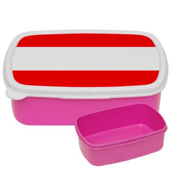 Austria flag, ΡΟΖ παιδικό δοχείο φαγητού (lunchbox) πλαστικό (BPA-FREE) Lunch Βox M18 x Π13 x Υ6cm