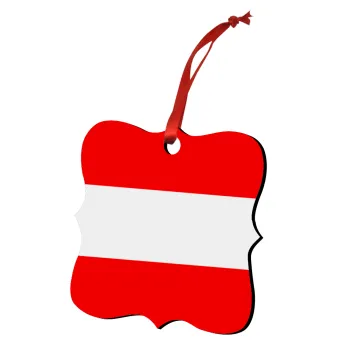 Austria flag, Στολίδι Χριστουγεννιάτικο στολίδι polygon ξύλινο 7.5cm
