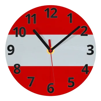 Austria flag, Ρολόι τοίχου γυάλινο (20cm)