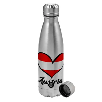 Austria flag, Metallic water bottle, stainless steel, 750ml