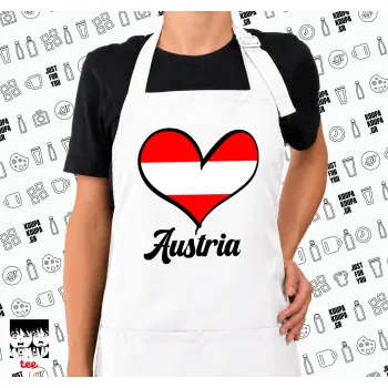 Austria flag, Ποδιά μακριά Σεφ ολόσωμη με τσέπες white (ΕΝΗΛΙΚΩΝ)