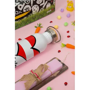 Austria flag, Πασχαλινή Λαμπάδα με παγούρι μεταλλικό (620ml, stainless steel) & κερί αρωματικό πλακέ (30cm) (ΡΟΖ)