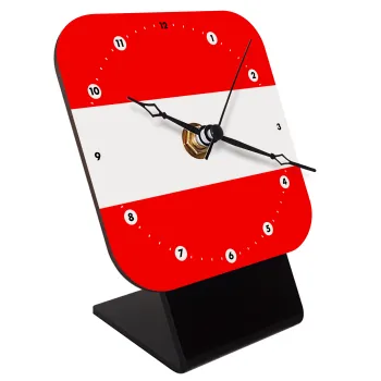 Austria flag, Quartz Wooden table clock with hands (10cm)