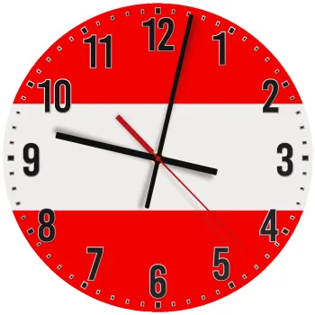 Austria flag, Ρολόι τοίχου ξύλινο (30cm)