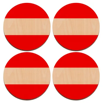 Austria flag, ΣΕΤ x4 Σουβέρ ξύλινα στρογγυλά plywood (9cm)