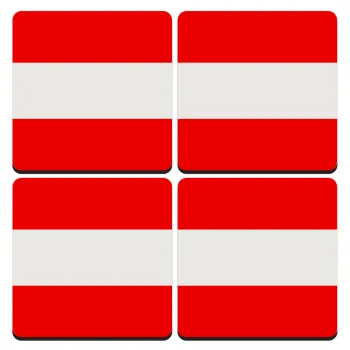 Austria flag, ΣΕΤ 4 Σουβέρ ξύλινα τετράγωνα (9cm)