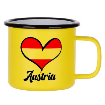 Austria flag, Metallic enamel MATT Yellow cup 360ml