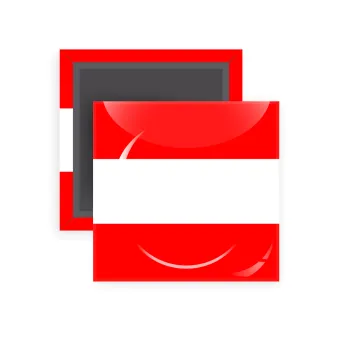 Austria flag, Μαγνητάκι ψυγείου τετράγωνο διάστασης 5x5cm