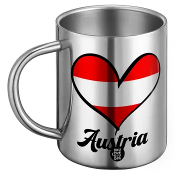 Austria flag, Ανοξείδωτη Μεταλλική Κούπα 450ml - Διπλού Τοιχώματος