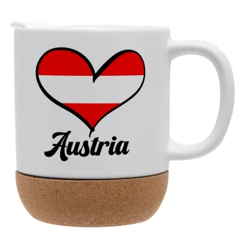 Austria flag, Κούπα, κεραμική με βάση φελού και καπάκι (ΜΑΤ), 330ml