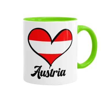 Austria flag, Mug colored light green, ceramic, 330ml