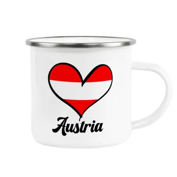 Austria flag, Metallic enamel cup white 360ml