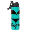 Metallic water bottle with safety lid, 850ml aluminum