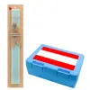 Easter Set, children's snack container BLUE & Easter aromatic flat candle (30cm) (TURQUOISE)