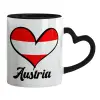 Mug heart black handle, ceramic, 330ml