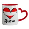 Mug heart red handle, ceramic, 330ml