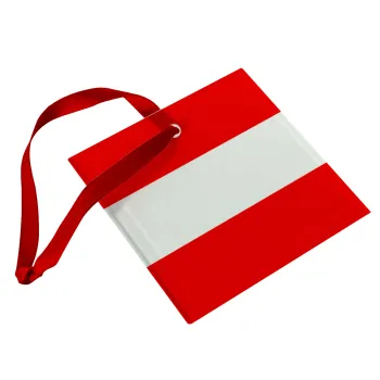 Austria flag, Στολίδι Χριστουγεννιάτικο στολίδι γυάλινο τετράγωνο 9x9cm