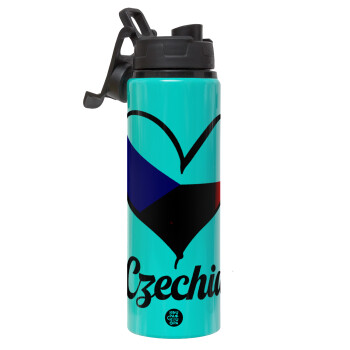 Czechia flag, Metallic water bottle with safety lid, 850ml aluminum