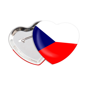Czechia flag, Κονκάρδα παραμάνα καρδιά (57x52mm)