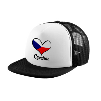 Czechia flag, Καπέλο Ενηλίκων Soft Trucker με Δίχτυ Black/White (POLYESTER, ΕΝΗΛΙΚΩΝ, UNISEX, ONE SIZE)