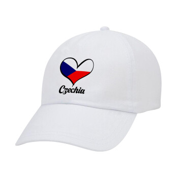Czechia flag, Καπέλο ενηλίκων Jockey Λευκό (snapback, 5-φύλλο, unisex)