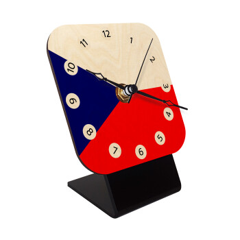 Czechia flag, Επιτραπέζιο ρολόι σε φυσικό ξύλο (10cm)