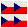 Czechia flag, ΣΕΤ 4 Σουβέρ ξύλινα τετράγωνα