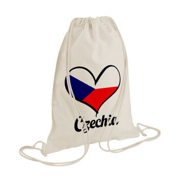 Czechia flag, Τσάντα πλάτης πουγκί GYMBAG natural (28x40cm)