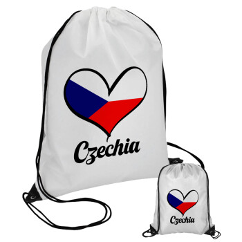 Czechia flag, Τσάντα πουγκί με μαύρα κορδόνια (1 τεμάχιο)