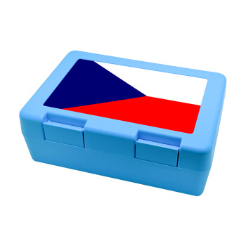 Czechia flag, Children's cookie container LIGHT BLUE 185x128x65mm (BPA free plastic)