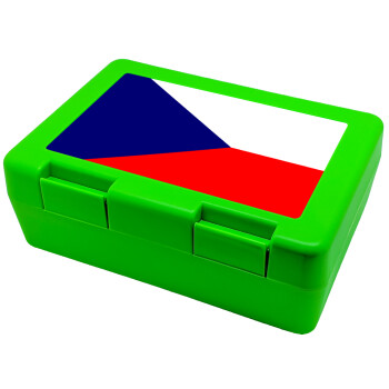 Czechia flag, Παιδικό δοχείο κολατσιού ΠΡΑΣΙΝΟ 185x128x65mm (BPA free πλαστικό)