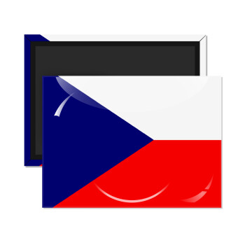 Czechia flag, Ορθογώνιο μαγνητάκι ψυγείου διάστασης 9x6cm