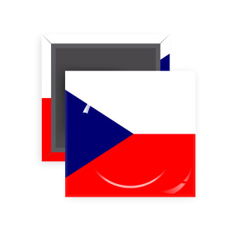 Czechia flag, Μαγνητάκι ψυγείου τετράγωνο διάστασης 5x5cm