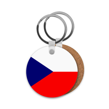 Czechia flag, Μπρελόκ Ξύλινο στρογγυλό MDF Φ5cm
