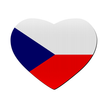 Czechia flag, Mousepad heart 23x20cm