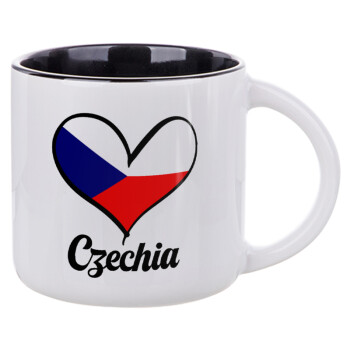 Czechia flag, Κούπα κεραμική 400ml Λευκή/Μαύρη