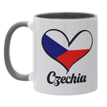 Czechia flag, Mug colored grey, ceramic, 330ml