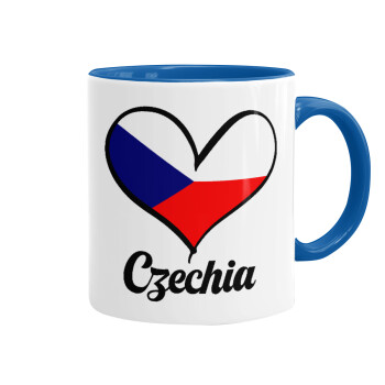 Czechia flag, Mug colored blue, ceramic, 330ml