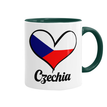 Czechia flag, Mug colored green, ceramic, 330ml
